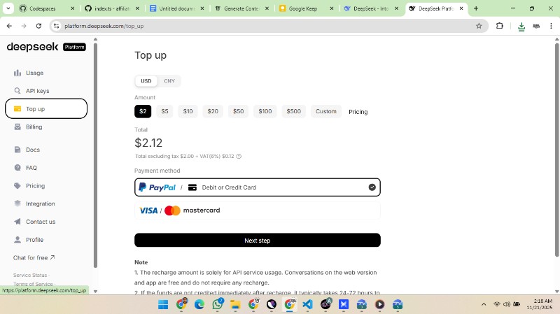 DeepSeek Top Up