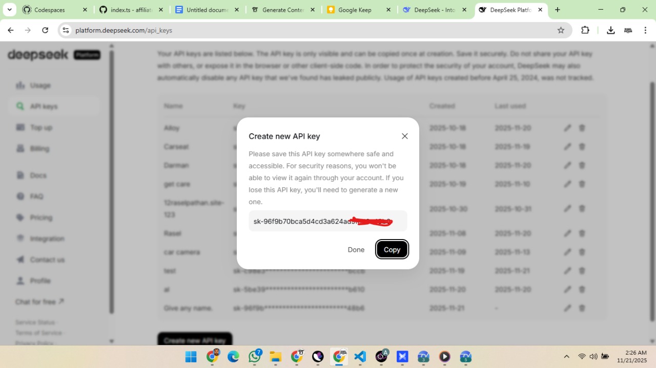 Copy API Key