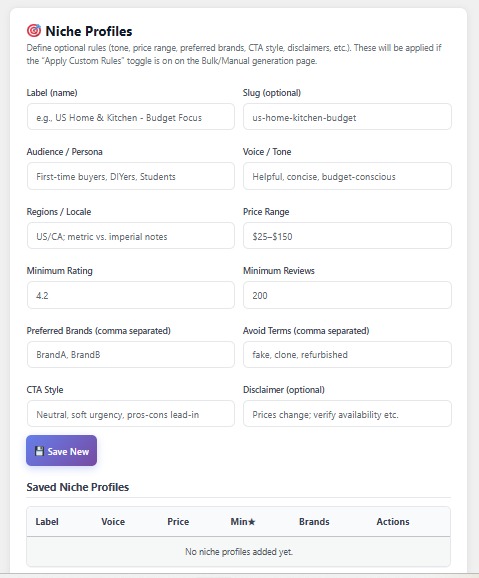 Niche Profiles